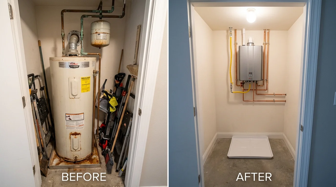 Tank water heater versus wall-mounted tankless unit comparison for Rutherfordton, NC homeowners